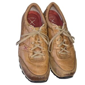 Twisted X Men's Brown Leather Sneakers Size 7.5 Lace Up Shoe
